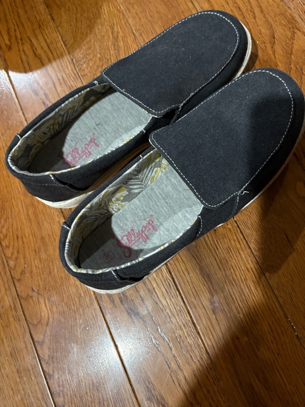 Jellypop Black Canvas Slip-On Flats